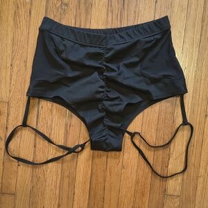 Black Cheeky Garter Pole Shorts